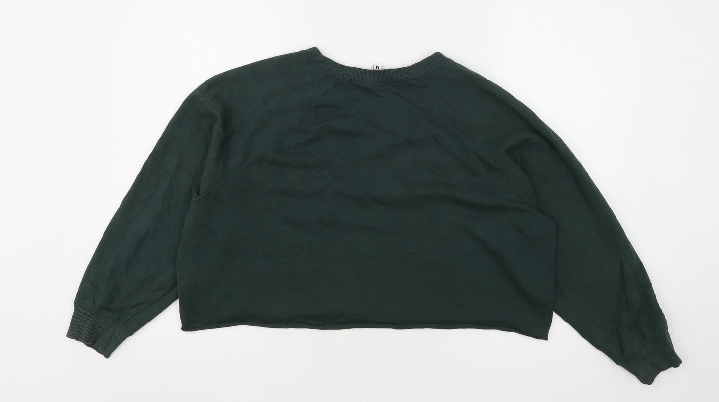 H&M Womens Green  Cotton Pullover Sweatshirt Size M