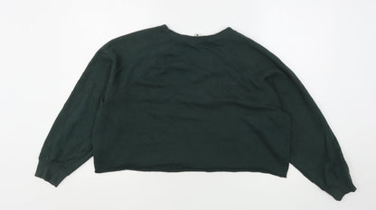 H&M Womens Green  Cotton Pullover Sweatshirt Size M