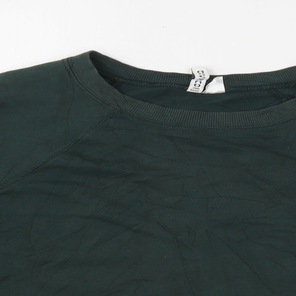 H&M Womens Green  Cotton Pullover Sweatshirt Size M
