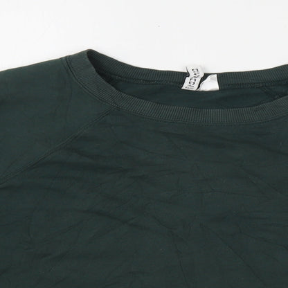 H&M Womens Green  Cotton Pullover Sweatshirt Size M