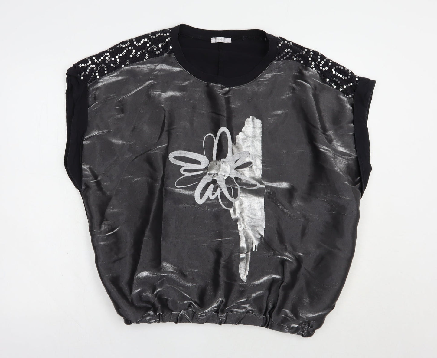 Womens UK Size L Preworn Black Basic Blouse
