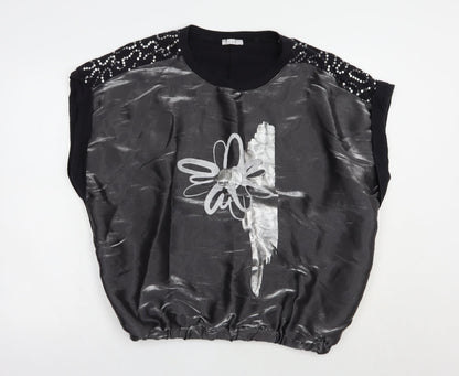 Womens UK Size L Preworn Black Basic Blouse
