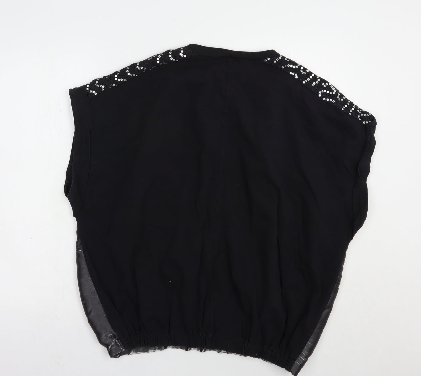 Womens UK Size L Preworn Black Basic Blouse