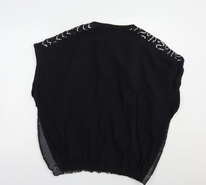 Womens UK Size L Preworn Black Basic Blouse