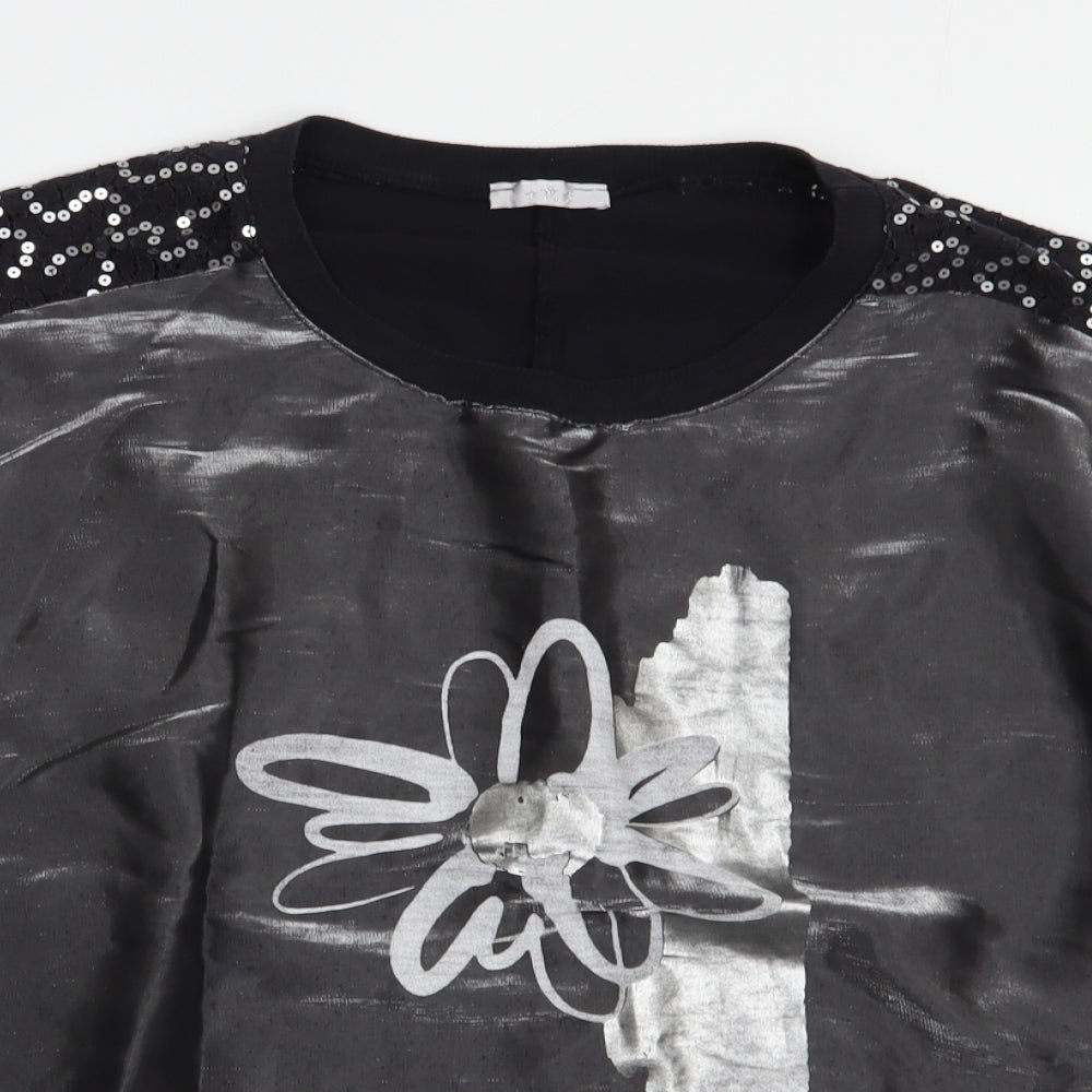 Womens UK Size L Preworn Black Basic Blouse