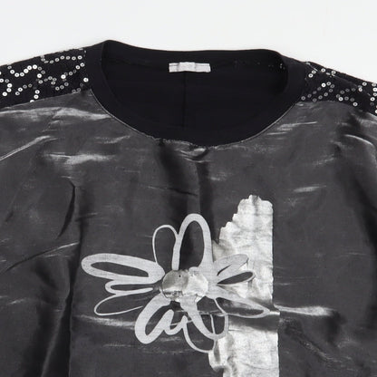 Womens UK Size L Preworn Black Basic Blouse