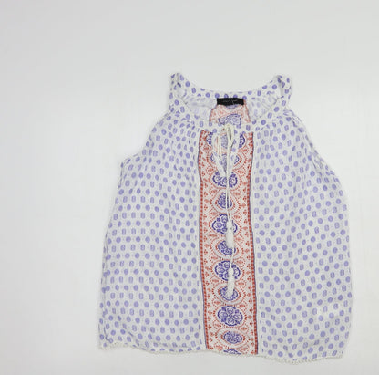 Atmosphere Womens White Geometric Viscose Basic Blouse Size 12 Round Neck