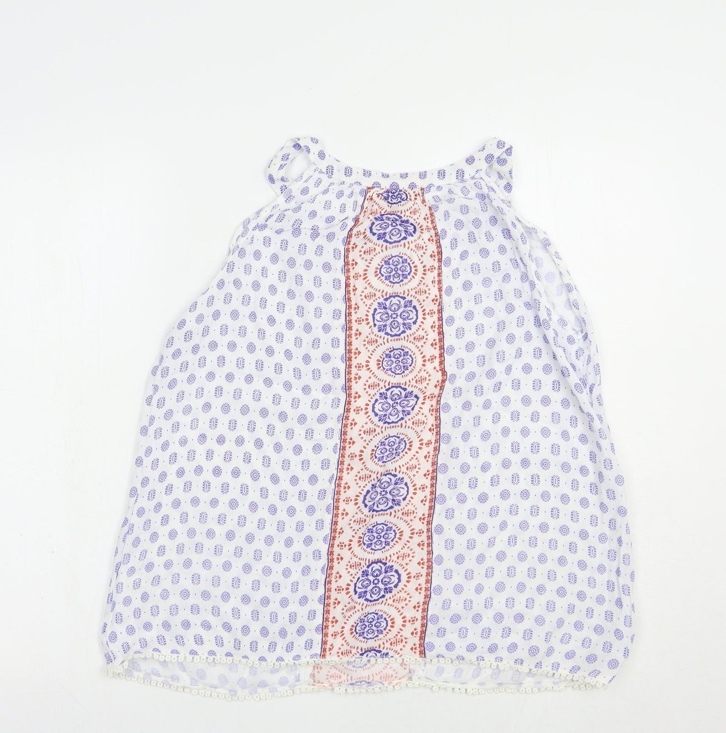 Atmosphere Womens White Geometric Viscose Basic Blouse Size 12 Round Neck