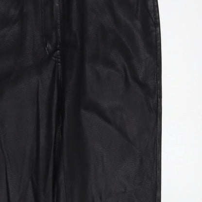 Lucid Womens Black  Polyurethane Trousers  Size 14 L30 in Regular Button - Faux Leather