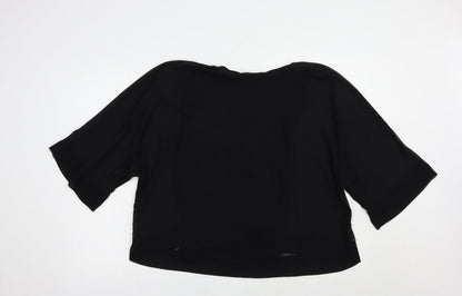 Zara Womens Black  Polyester Basic Blouse Size S V-Neck