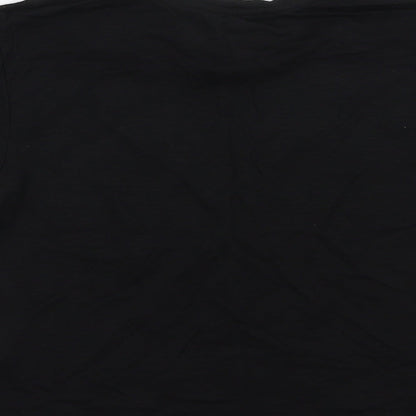 Primark Womens Black Geometric Polyester Basic T-Shirt Size 4 Crew Neck - Stars