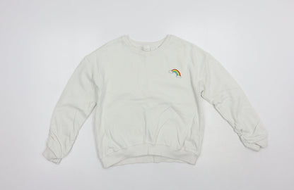 NEXT Girls White  Cotton Pullover Sweatshirt Size 12 Years  Pullover - Rainbow