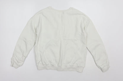 NEXT Girls White  Cotton Pullover Sweatshirt Size 12 Years  Pullover - Rainbow