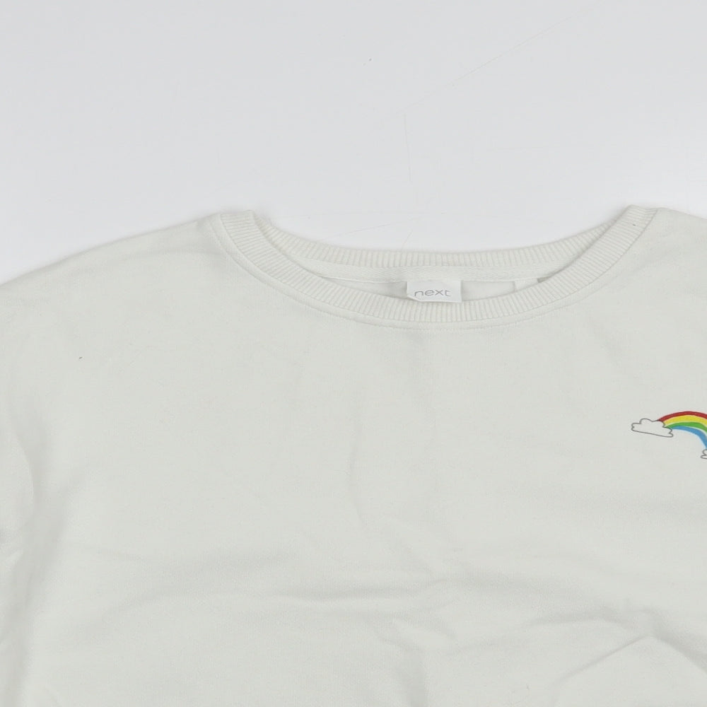NEXT Girls White  Cotton Pullover Sweatshirt Size 12 Years  Pullover - Rainbow