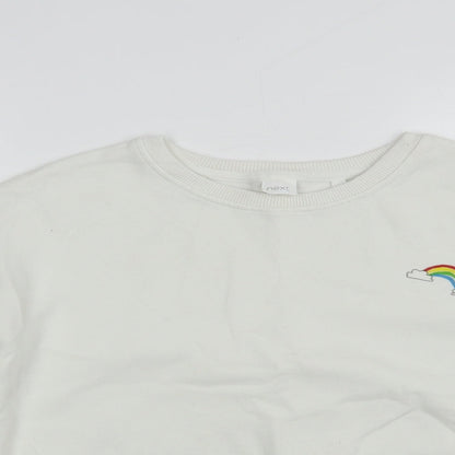 NEXT Girls White  Cotton Pullover Sweatshirt Size 12 Years  Pullover - Rainbow