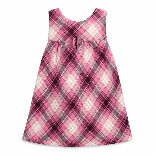George Baby Purple Plaid Cotton A-Line  Size 12-18 Months  Round Neck Button