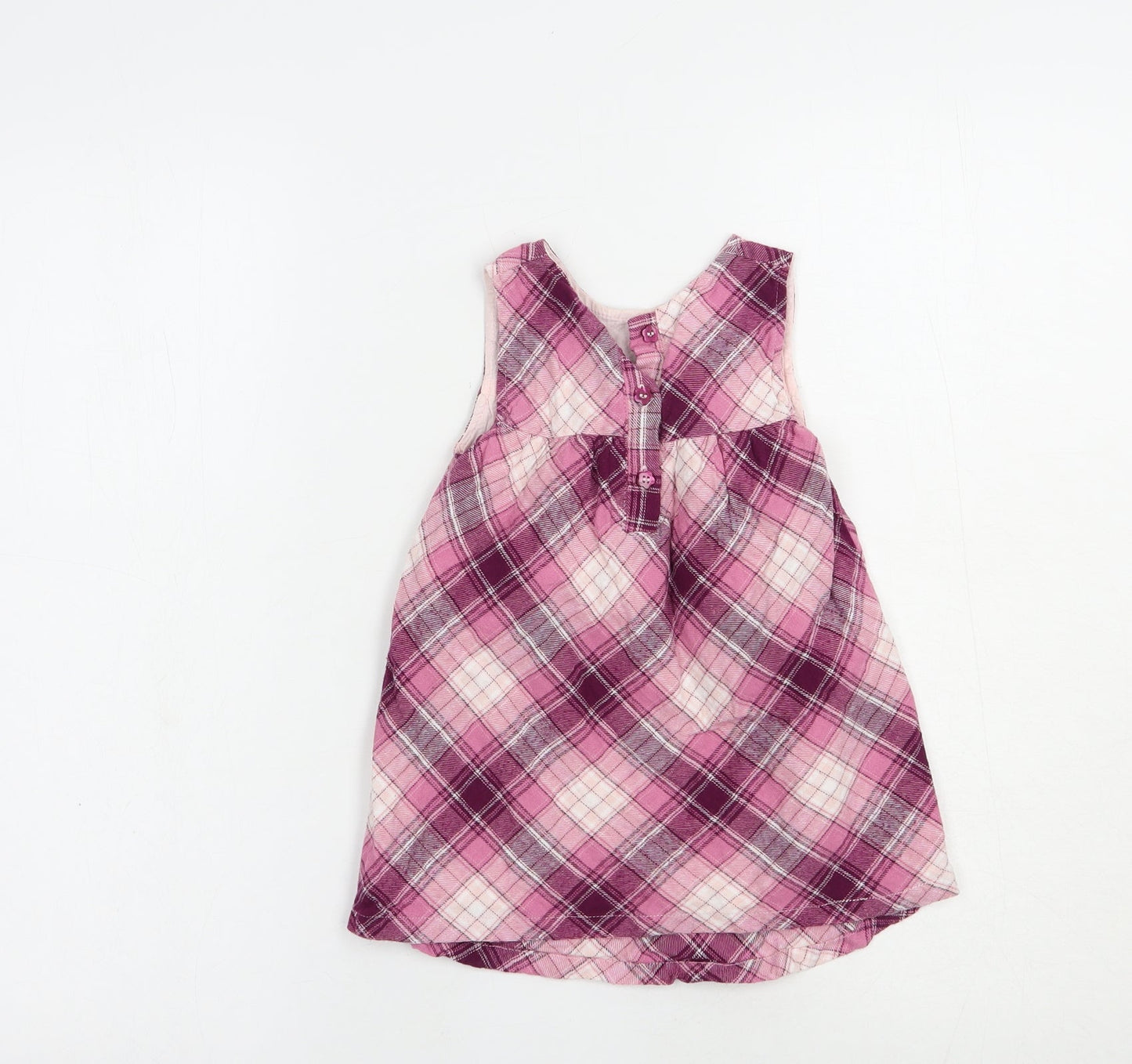 George Baby Purple Plaid Cotton A-Line  Size 12-18 Months  Round Neck Button