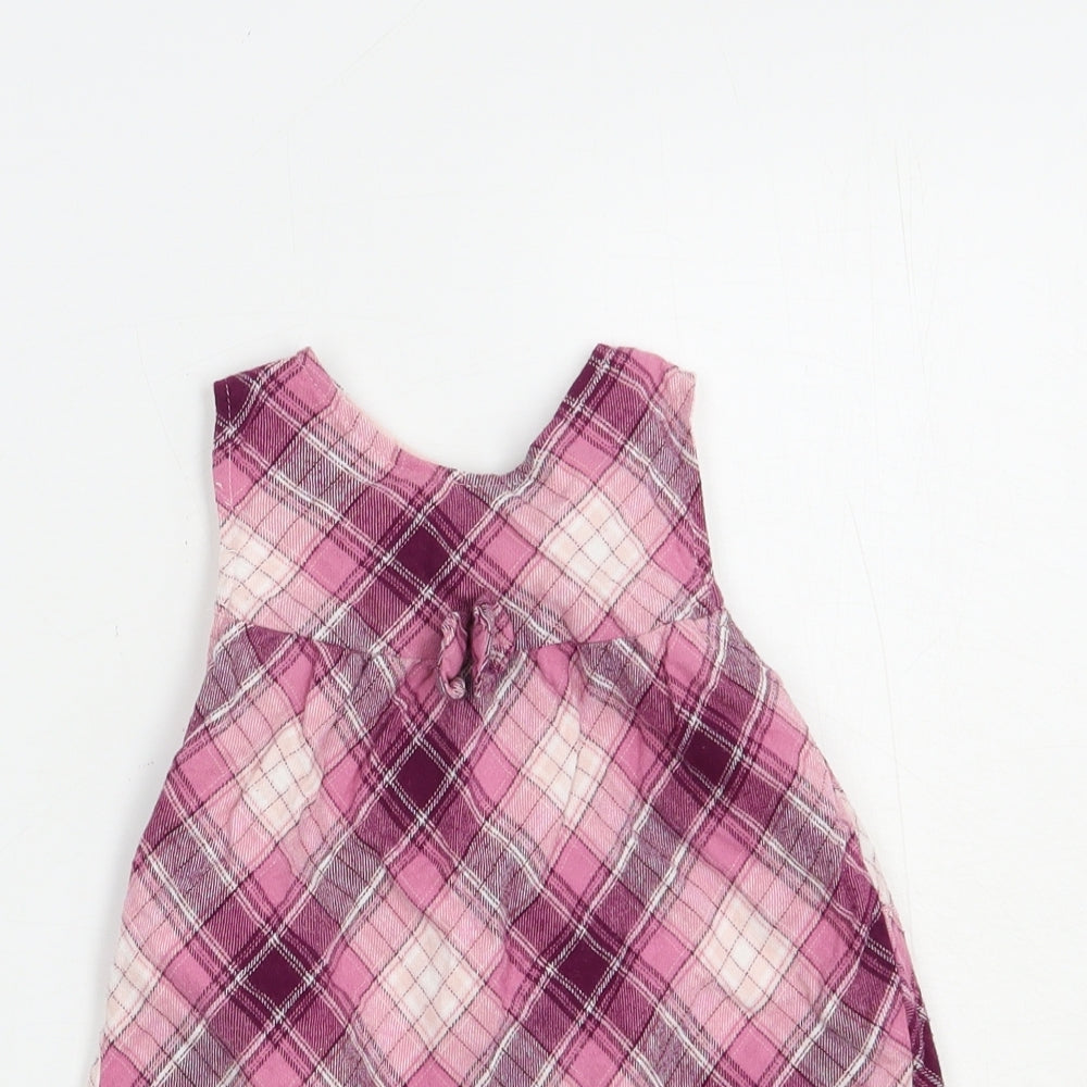 George Baby Purple Plaid Cotton A-Line  Size 12-18 Months  Round Neck Button