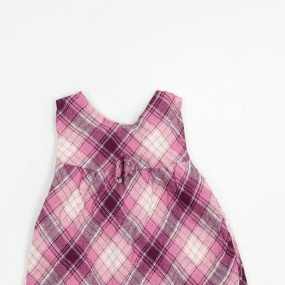 George Baby Purple Plaid Cotton A-Line  Size 12-18 Months  Round Neck Button