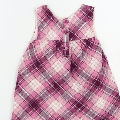 George Baby Purple Plaid Cotton A-Line  Size 12-18 Months  Round Neck Button