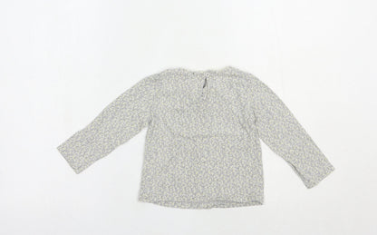 NEXT Baby Grey Floral Cotton Basic T-Shirt Size 12-18 Months Crew Neck Button