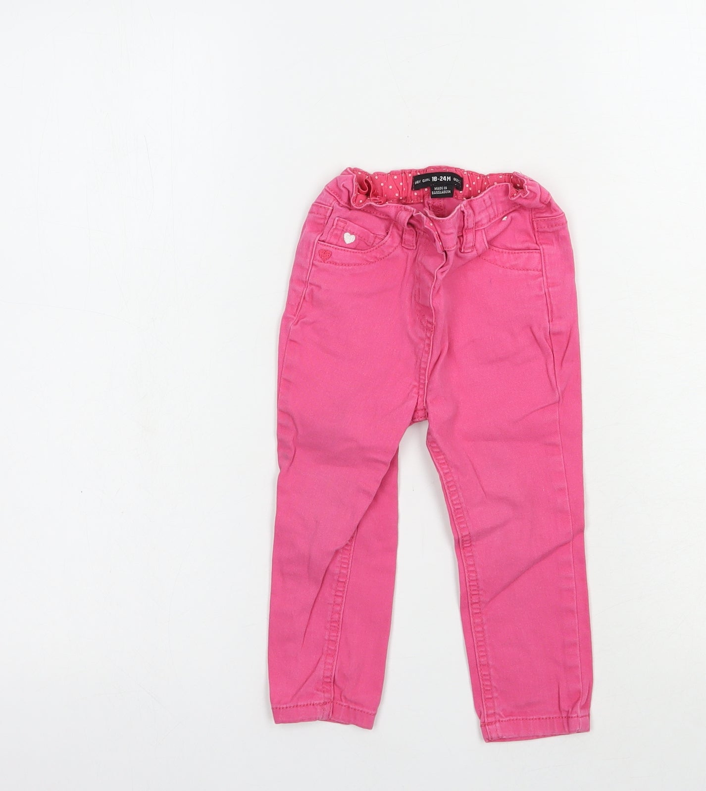 Denim Co. Baby Pink  Cotton Jogger Jeans Size 18-24 Months  Snap