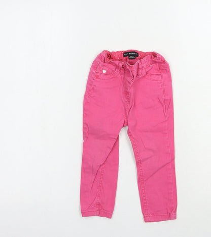 Denim Co. Baby Pink  Cotton Jogger Jeans Size 18-24 Months  Snap