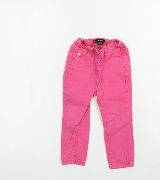 Denim Co. Baby Pink  Cotton Jogger Jeans Size 18-24 Months  Snap