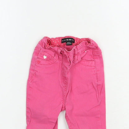 Denim Co. Baby Pink  Cotton Jogger Jeans Size 18-24 Months  Snap
