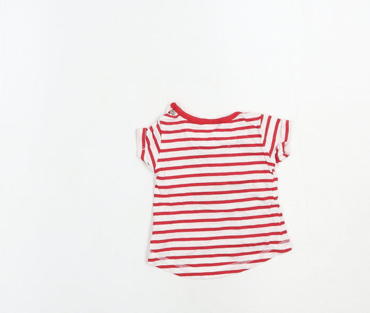 Baby Town Baby Red Striped Cotton Basic T-Shirt Size Newborn Crew Neck Snap - Watermelon