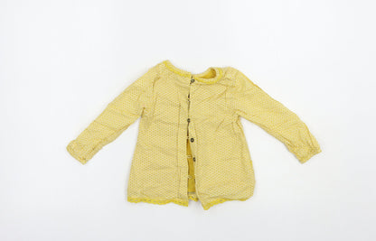 NEXT Baby Yellow Geometric Cotton Basic Button-Up Size 18-24 Months Round Neck Button