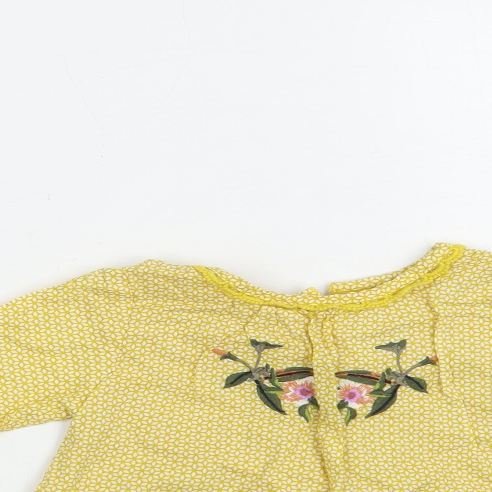 NEXT Baby Yellow Geometric Cotton Basic Button-Up Size 18-24 Months Round Neck Button