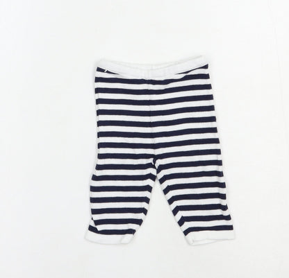 Preworn Baby Blue Striped Cotton Jogger Trousers Size 3-6 Months