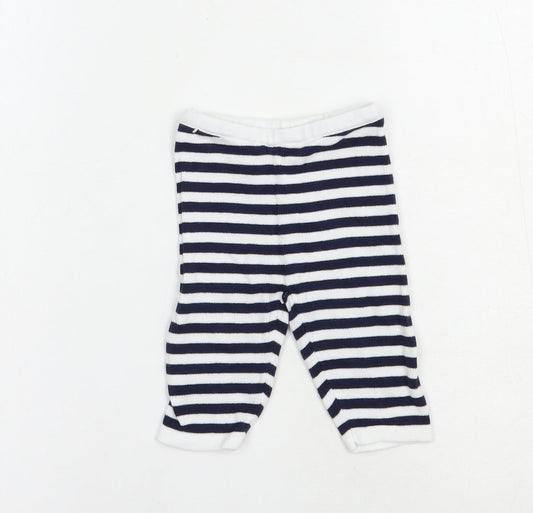 Preworn Baby Blue Striped Cotton Jogger Trousers Size 3-6 Months