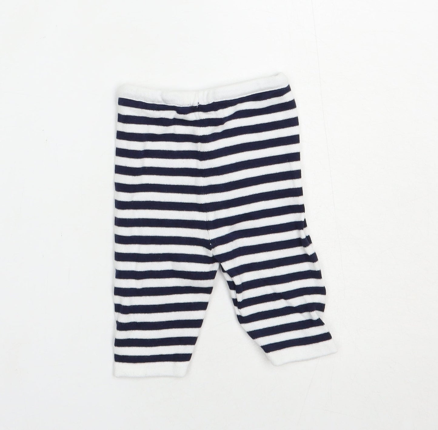Preworn Baby Blue Striped Cotton Jogger Trousers Size 3-6 Months