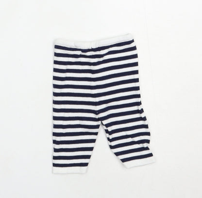 Preworn Baby Blue Striped Cotton Jogger Trousers Size 3-6 Months