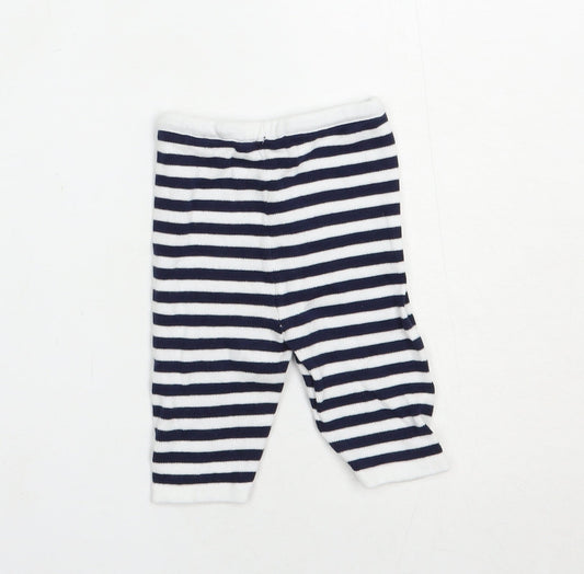 Preworn Baby Blue Striped Cotton Jogger Trousers Size 3-6 Months