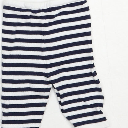 Preworn Baby Blue Striped Cotton Jogger Trousers Size 3-6 Months