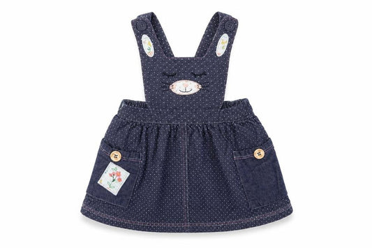Nutmeg Baby Blue Polka Dot Polyester Pinafore/Dungaree Dress  Size 3-6 Months  Square Neck Button