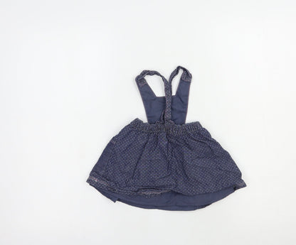 Nutmeg Baby Blue Polka Dot Polyester Pinafore/Dungaree Dress  Size 3-6 Months  Square Neck Button