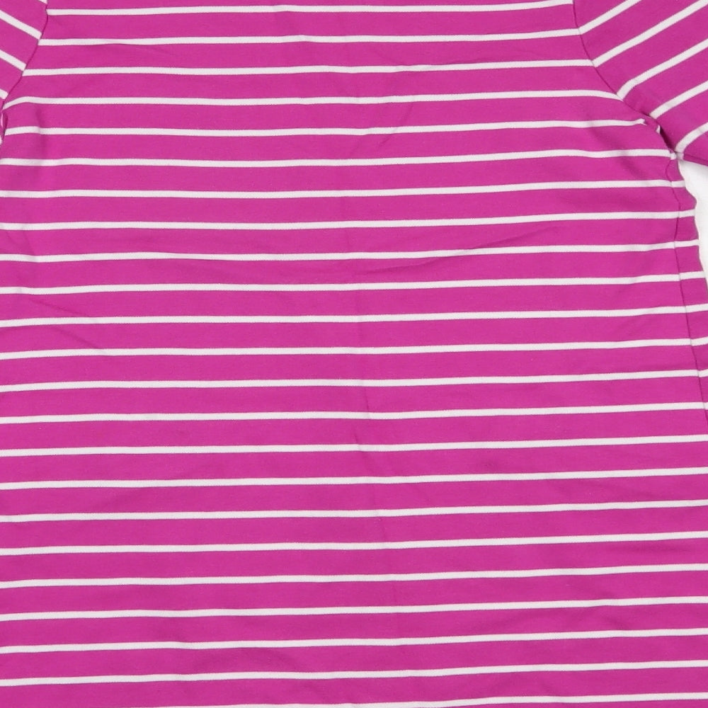 George Girls Pink Striped Cotton Tunic T-Shirt Size 9-10 Years Crew Neck Pullover