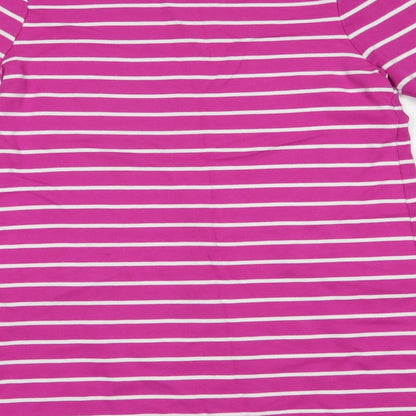 George Girls Pink Striped Cotton Tunic T-Shirt Size 9-10 Years Crew Neck Pullover