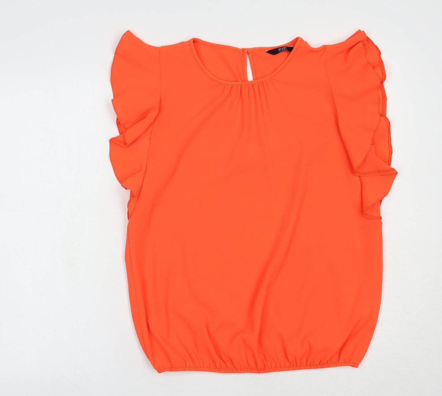 F&F Womens Orange  Polyester Basic Blouse Size 10 Round Neck