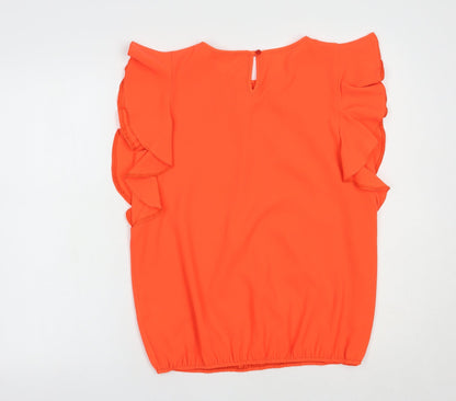 F&F Womens Orange  Polyester Basic Blouse Size 10 Round Neck