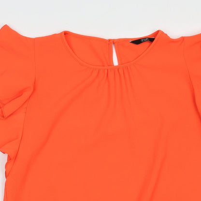 F&F Womens Orange  Polyester Basic Blouse Size 10 Round Neck