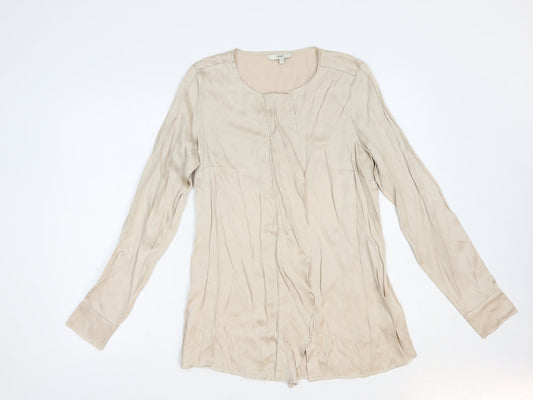 Womens UK Size 10 NEXT Beige Basic Button-Up