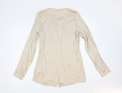 Womens UK Size 10 NEXT Beige Basic Button-Up