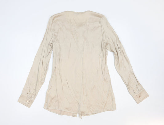 Womens UK Size 10 NEXT Beige Basic Button-Up