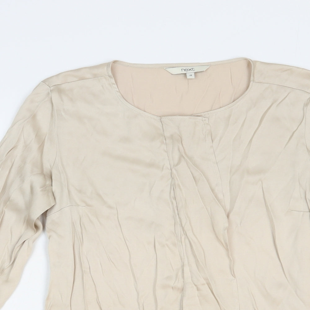 Womens UK Size 10 NEXT Beige Basic Button-Up