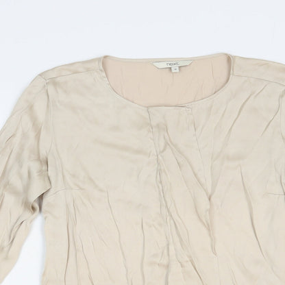 Womens UK Size 10 NEXT Beige Basic Button-Up